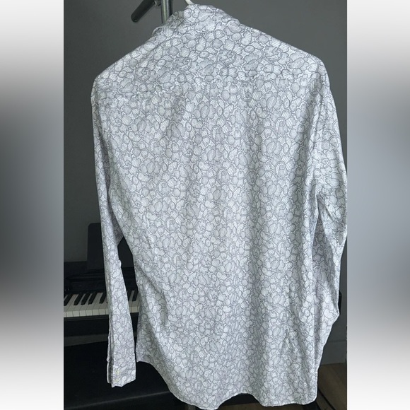 Emilio Pucci Florence Cotton Button Down Shirt, Men’s Medium, Gray/White - Picture 2 of 6